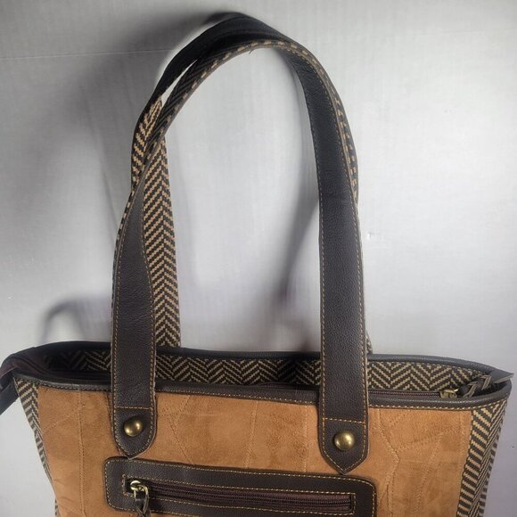 Vaan & Co. Women Milano Upcycled Genuine Leather Herringbone Tote - Picture 8 of 15